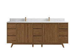 Madison Teak Wood 84 in. W x 22 in. D Double Sink Bathroom Vanity - photo 13