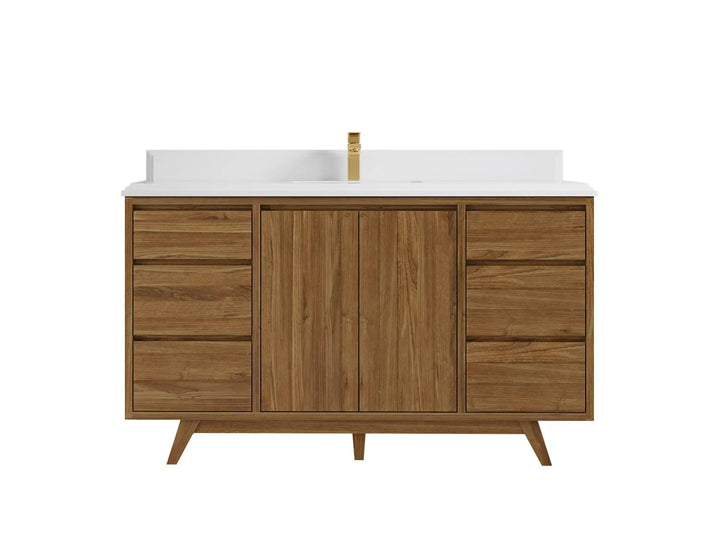 Madison Teak Wood 60 in. W x 22 in. D Single Sink Bathroom Vanity - photo 14