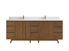 Madison Teak Wood 84 in. W x 22 in. D Double Sink Bathroom Vanity - photo 14