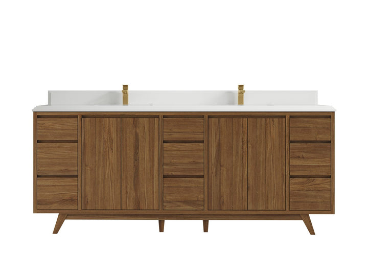 Madison Teak Wood 84 in. W x 22 in. D Double Sink Bathroom Vanity - photo 14