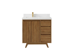 Madison Teak Wood 36 in. W x 22 in. D Left Offset Sink Bathroom Vanity - photo 17