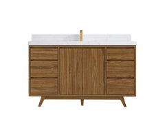Madison Teak Wood 60 in. W x 22 in. D Single Sink Bathroom Vanity - photo 15