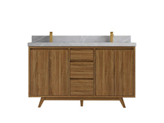 Madison Teak Wood 60 in. W x 22 in. D Double Sink Bathroom Vanity - photo 14