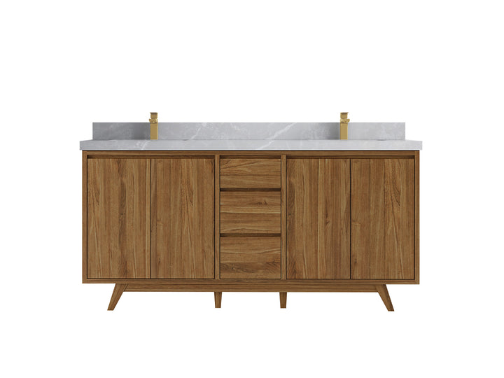 Madison Teak Wood 72 in. W x 22 in. D Double Sink Bathroom Vanity - photo 19