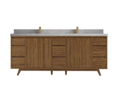 Madison Teak Wood 84 in. W x 22 in. D Double Sink Bathroom Vanity - photo 16