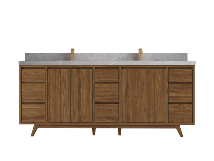 Madison Teak Wood 84 in. W x 22 in. D Double Sink Bathroom Vanity - photo 16
