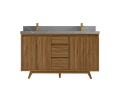 Madison Teak Wood 60 in. W x 22 in. D Double Sink Bathroom Vanity - photo 16