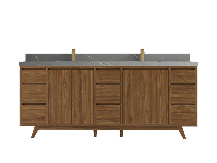 Madison Teak Wood 84 in. W x 22 in. D Double Sink Bathroom Vanity - photo 17