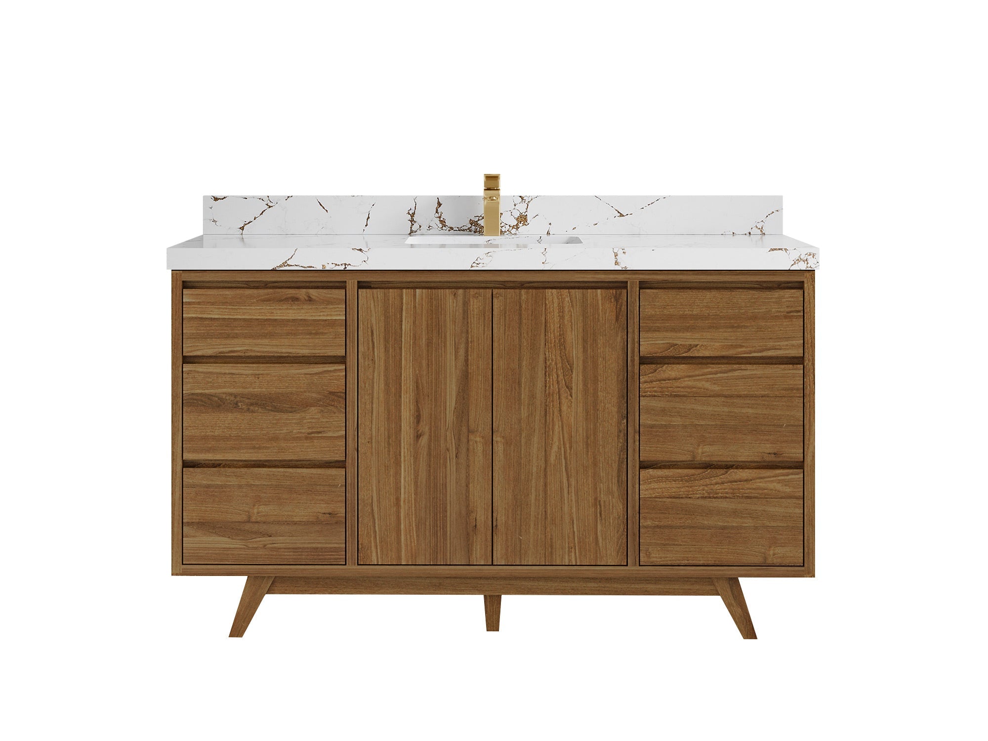 Madison Teak 60 in. W x 22 in. D Single Sink Bathroom Vanity in Dark Natural with 2 in Viola Brown Quartz Countertop