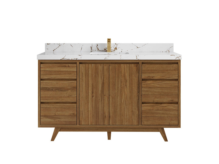 Madison Teak Wood 60 in. W x 22 in. D Single Sink Bathroom Vanity - photo 21