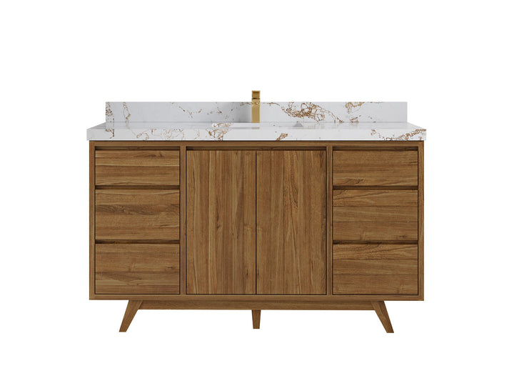 Madison Teak Wood 60 in. W x 22 in. D Single Sink Bathroom Vanity - photo 22