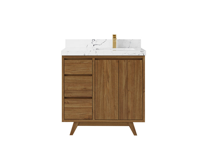Madison Teak Wood 36 in. W x 22 in. D Right Offset Sink Bathroom Vanity - photo 26