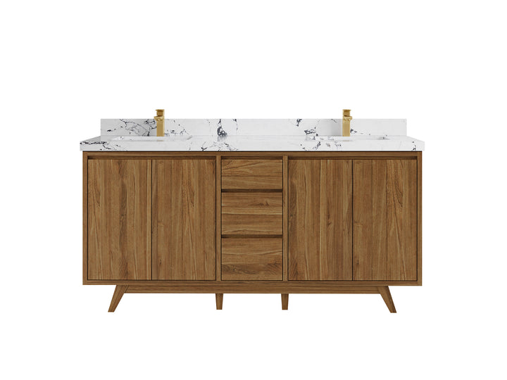 Madison Teak Wood 72 in. W x 22 in. D Double Sink Bathroom Vanity - photo 23