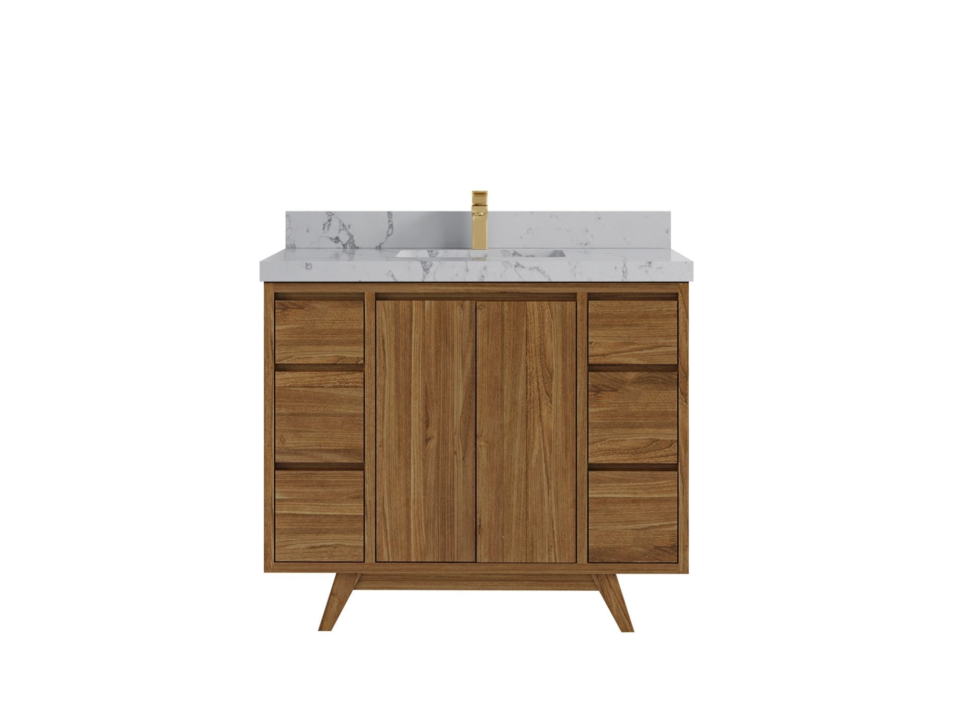Madison Teak 42 in. W x 22 in. D Single Sink Bathroom Vanity in Dark Natural with 2 in Venatino Quartz Countertop