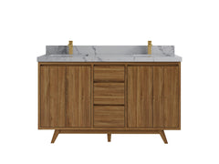 Madison Teak Wood 60 in. W x 22 in. D Double Sink Bathroom Vanity - photo 18