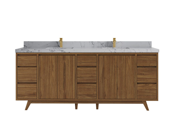 Madison Teak Wood 84 in. W x 22 in. D Double Sink Bathroom Vanity - photo 10