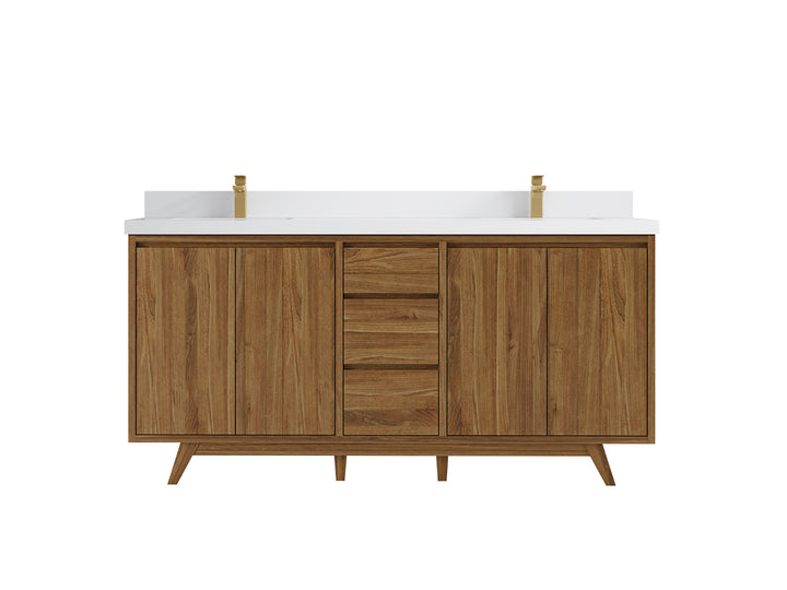 Madison Teak Wood 72 in. W x 22 in. D Double Sink Bathroom Vanity - photo 25