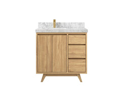 Madison Teak Wood 36 in. W x 22 in. D Left Offset Sink Bathroom Vanity - photo 11