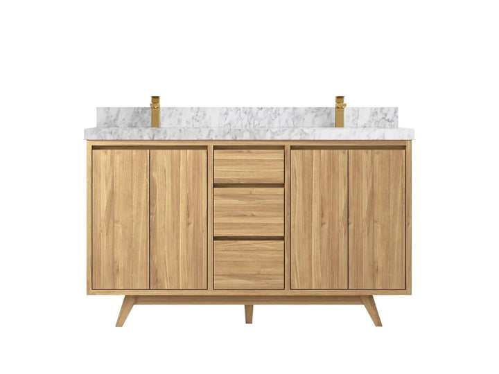 Madison Teak Wood 60 in. W x 22 in. D Double Sink Bathroom Vanity - photo 9