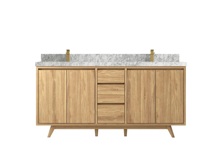 Madison Teak Wood 72 in. W x 22 in. D Double Sink Bathroom Vanity - photo 9