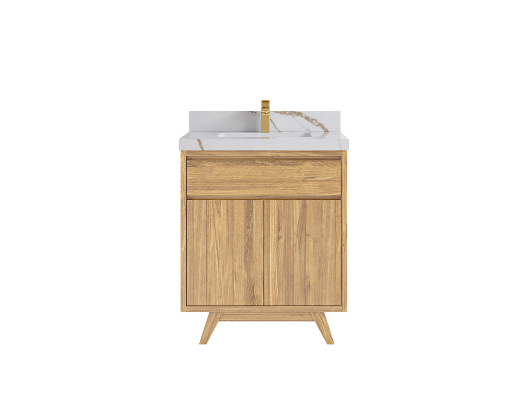 Madison Teak Wood 30 in. W x 22 in. D Single Sink Bathroom Vanity