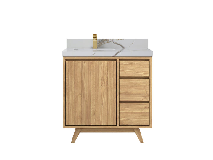 Madison Teak Wood 36 in. W x 22 in. D Left Offset Sink Bathroom Vanity - photo 20