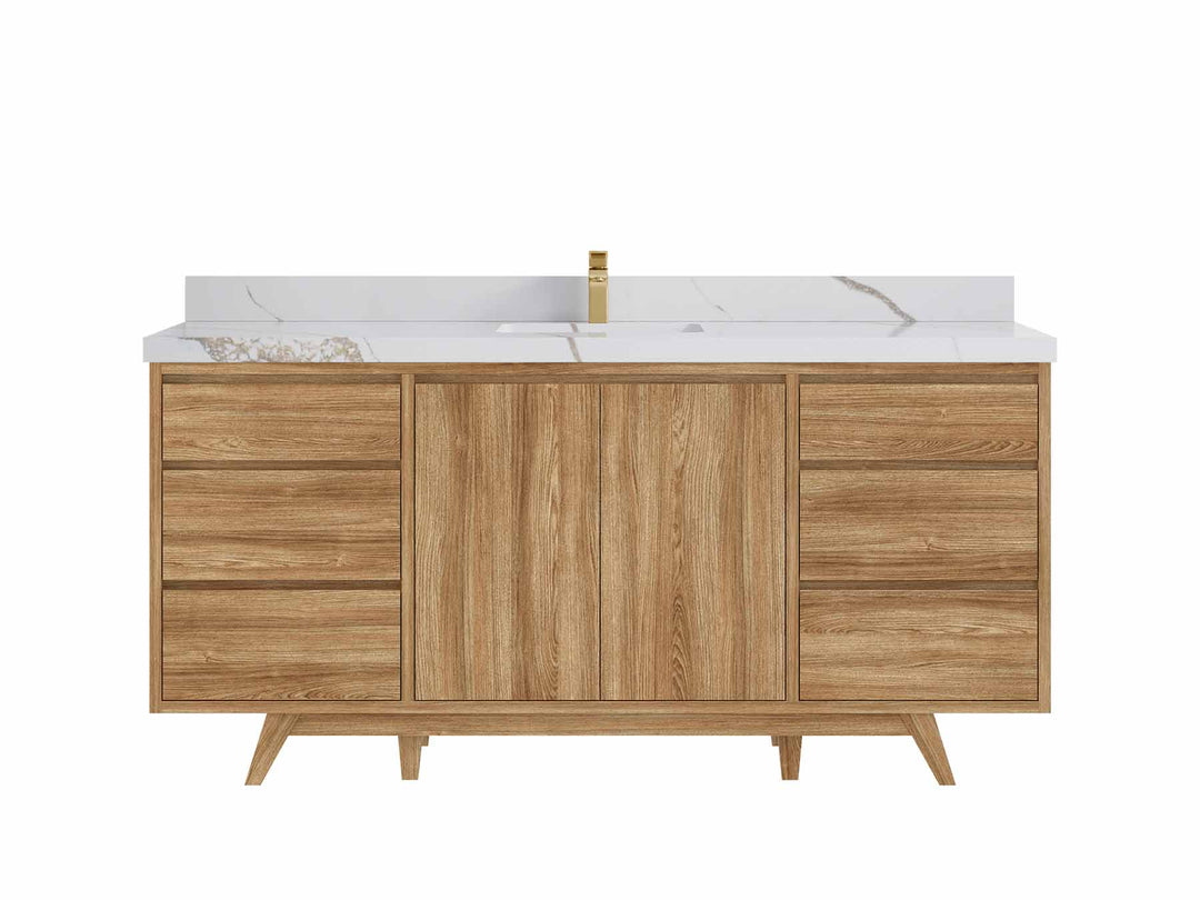 Madison Teak Wood 72 in. W x 22 in. D Single Sink Bathroom Vanity