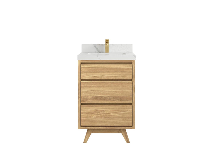 Madison Teak Wood 24 in. W x 22 in. D Single Sink Bathroom Vanity - photo 6