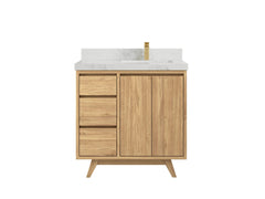 Madison Teak Wood 36 in. W x 22 in. D Right Offset Sink Bathroom Vanity - photo 10