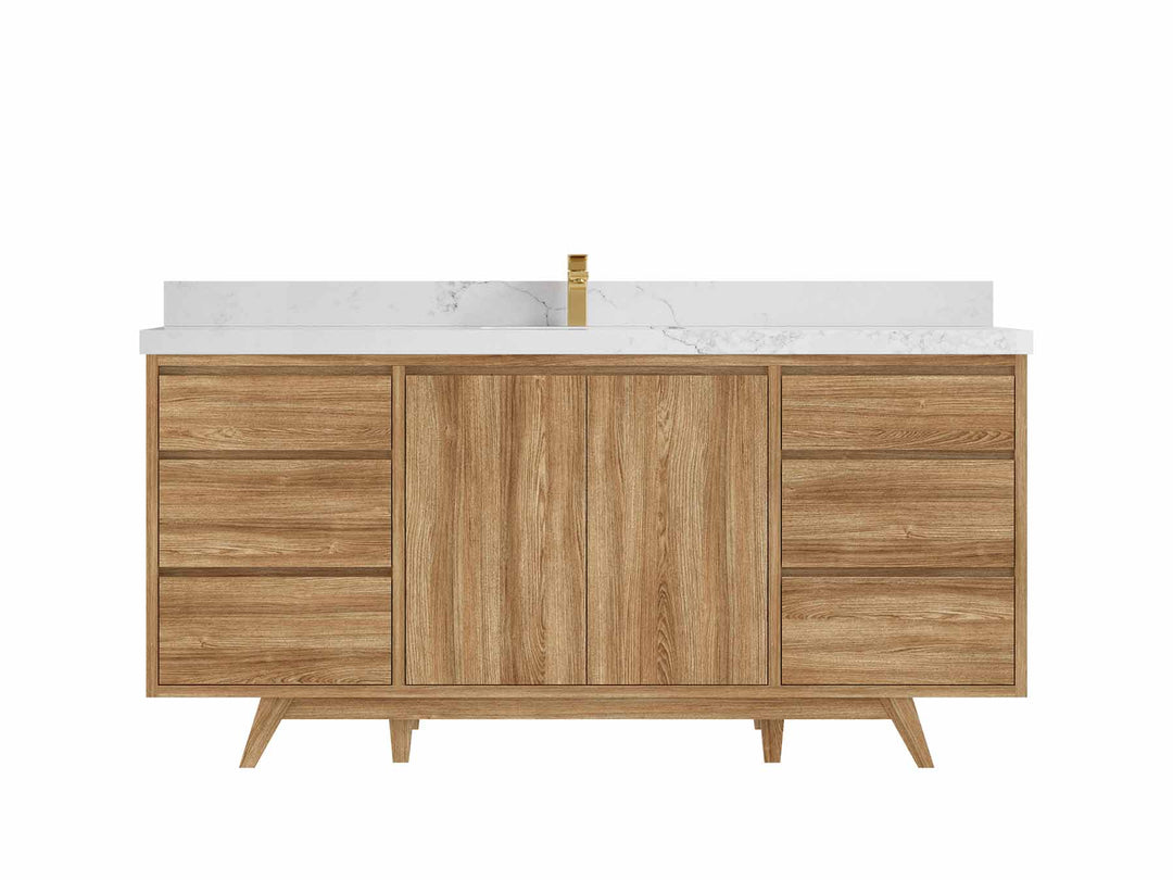 Madison Teak Wood 72 in. W x 22 in. D Single Sink Bathroom Vanity