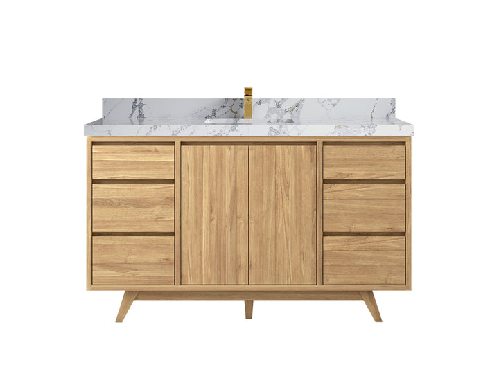 Madison Teak Wood 60 in. W x 22 in. D Single Sink Bathroom Vanity - photo 21
