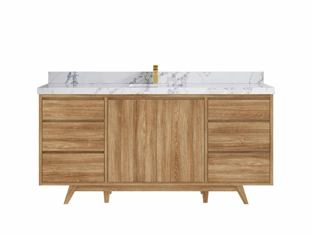 Madison Teak Wood 72 in. W x 22 in. D Single Sink Bathroom Vanity