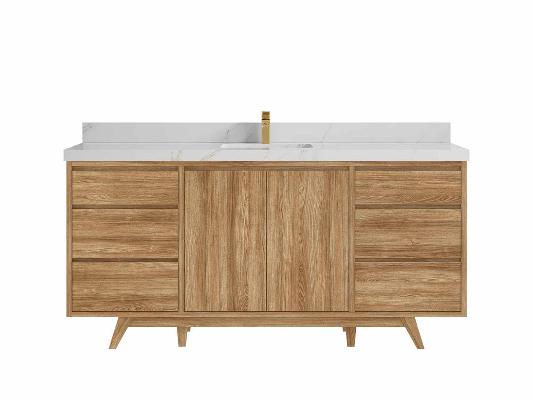 Madison Teak Wood 72 in. W x 22 in. D Single Sink Bathroom Vanity