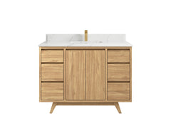 Madison Teak Wood 48 in. W x 22 in. D Single Sink Bathroom Vanity - photo 12