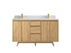 Madison Teak Wood 60 in. W x 22 in. D Double Sink Bathroom Vanity - photo 12