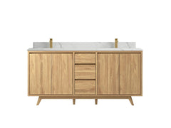 Madison Teak Wood 72 in. W x 22 in. D Double Sink Bathroom Vanity - photo 12