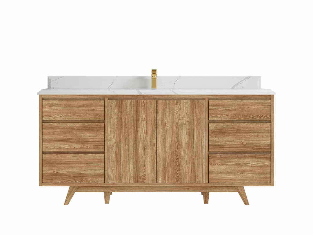 Madison Teak Wood 72 in. W x 22 in. D Single Sink Bathroom Vanity