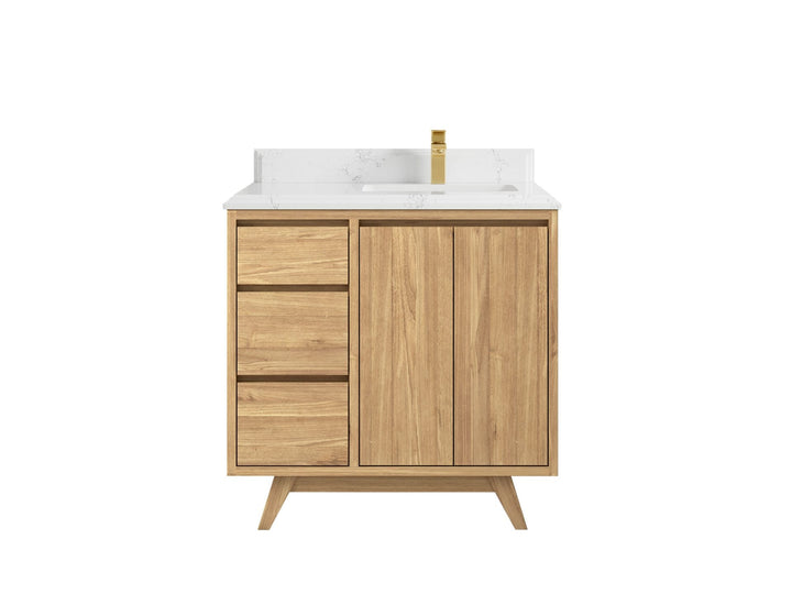 Madison Teak Wood 36 in. W x 22 in. D Right Offset Sink Bathroom Vanity - photo 15