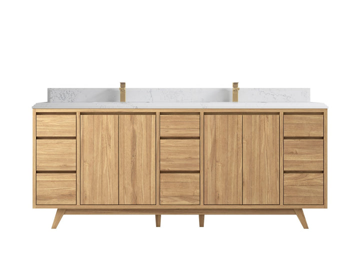 Madison Teak Wood 84 in. W x 22 in. D Double Sink Bathroom Vanity - photo 13