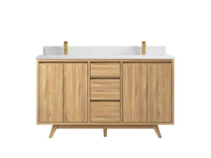Madison Teak Wood 60 in. W x 22 in. D Double Sink Bathroom Vanity - photo 14