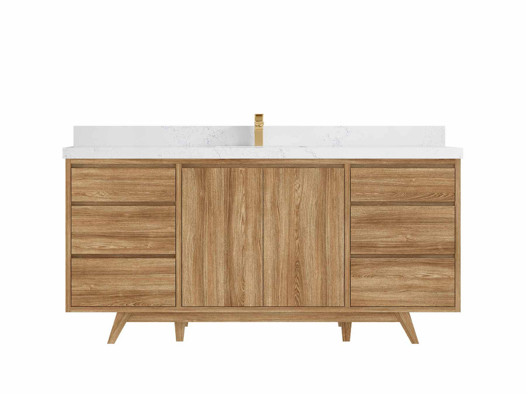 Madison Teak Wood 72 in. W x 22 in. D Single Sink Bathroom Vanity
