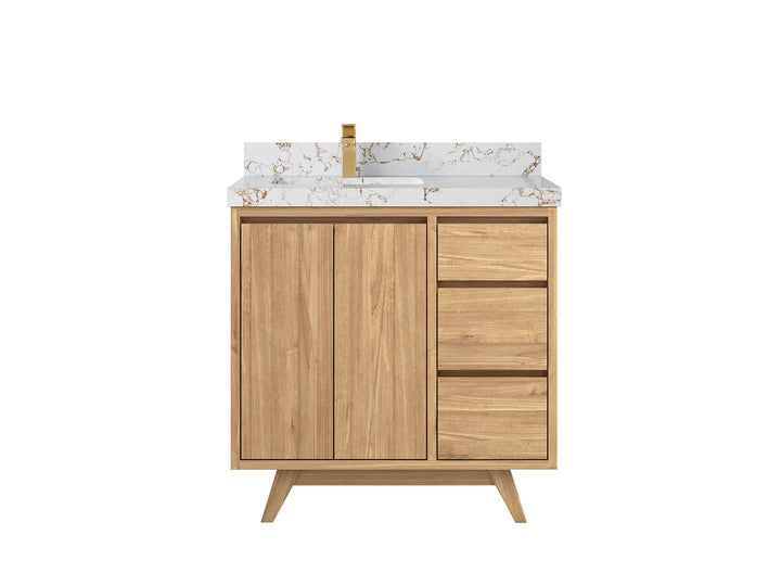 Madison Teak Wood 36 in. W x 22 in. D Left Offset Sink Bathroom Vanity - photo 24