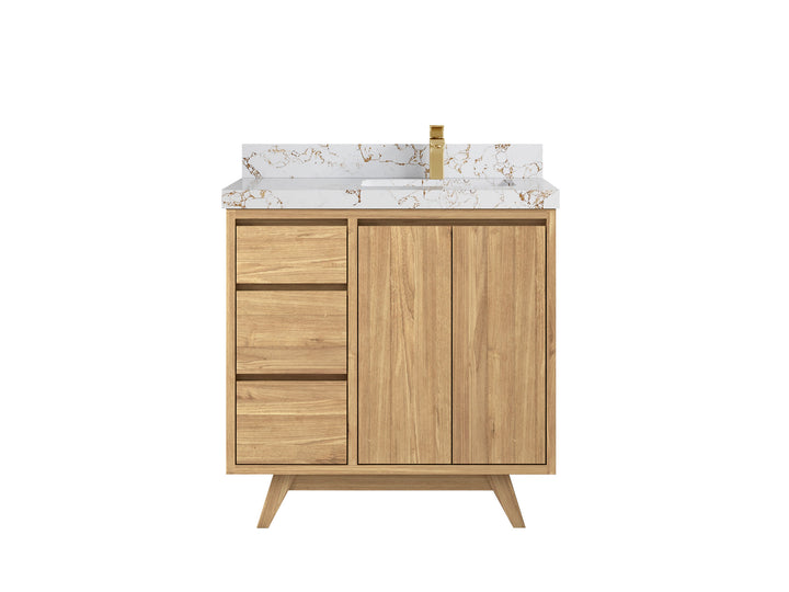 Madison Teak Wood 36 in. W x 22 in. D Right Offset Sink Bathroom Vanity - photo 24