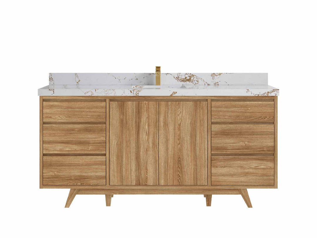 Madison Teak Wood 72 in. W x 22 in. D Single Sink Bathroom Vanity