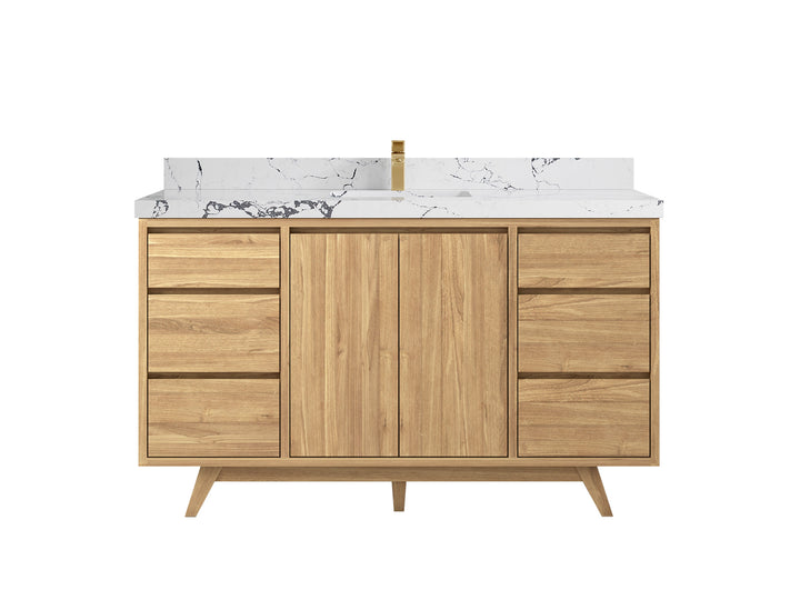 Madison Teak Wood 60 in. W x 22 in. D Single Sink Bathroom Vanity - photo 24