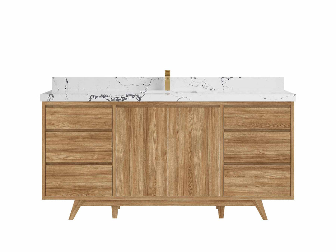 Madison Teak Wood 72 in. W x 22 in. D Single Sink Bathroom Vanity