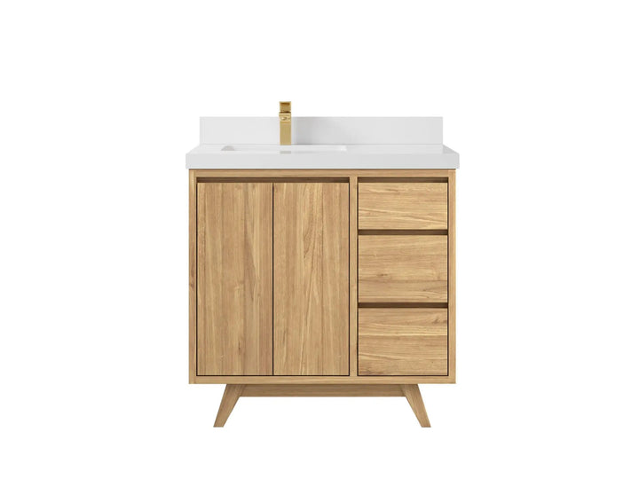 Madison Teak Wood 36 in. W x 22 in. D Left Offset Sink Bathroom Vanity - photo 19