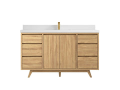 Madison Teak Wood 60 in. W x 22 in. D Single Sink Bathroom Vanity - photo 18