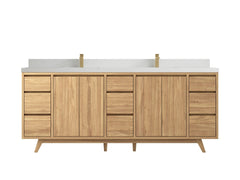 Madison Teak Wood 84 in. W x 22 in. D Double Sink Bathroom Vanity - photo 18