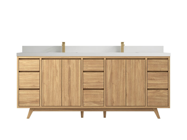 Madison Teak Wood 84 in. W x 22 in. D Double Sink Bathroom Vanity - photo 18